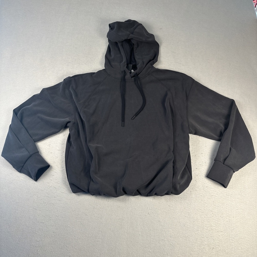 Athleta Seasoft Bubble Hem Hoodie Sweatshirt Women's XS Charcoal SOFT Pocket